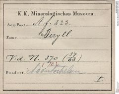 Etiketten zu Beryll (NHMW-MIN-Af823)